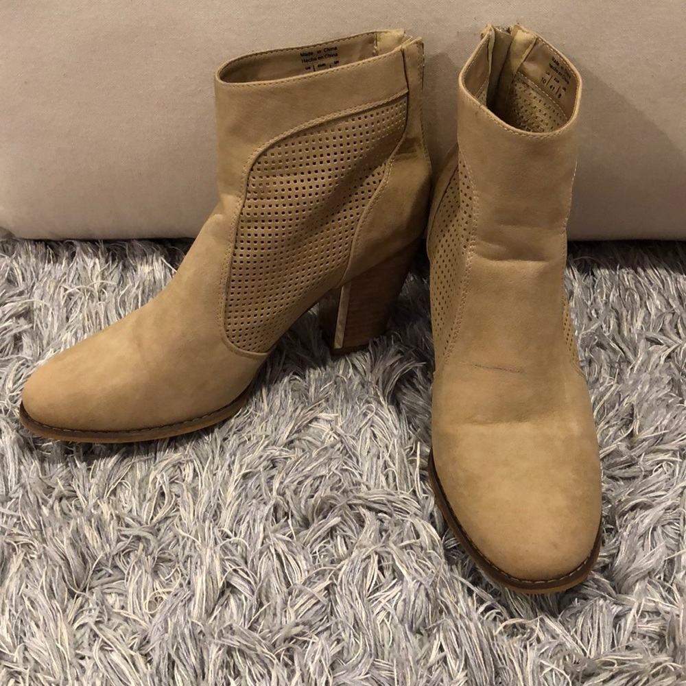 Call It Spring Tan Mesh Detail Booties (Size 10) - image 1